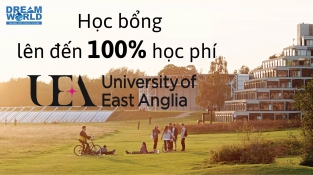 Học bổng lên đến 100% học phí từ trường Đại học East Anglia, UK